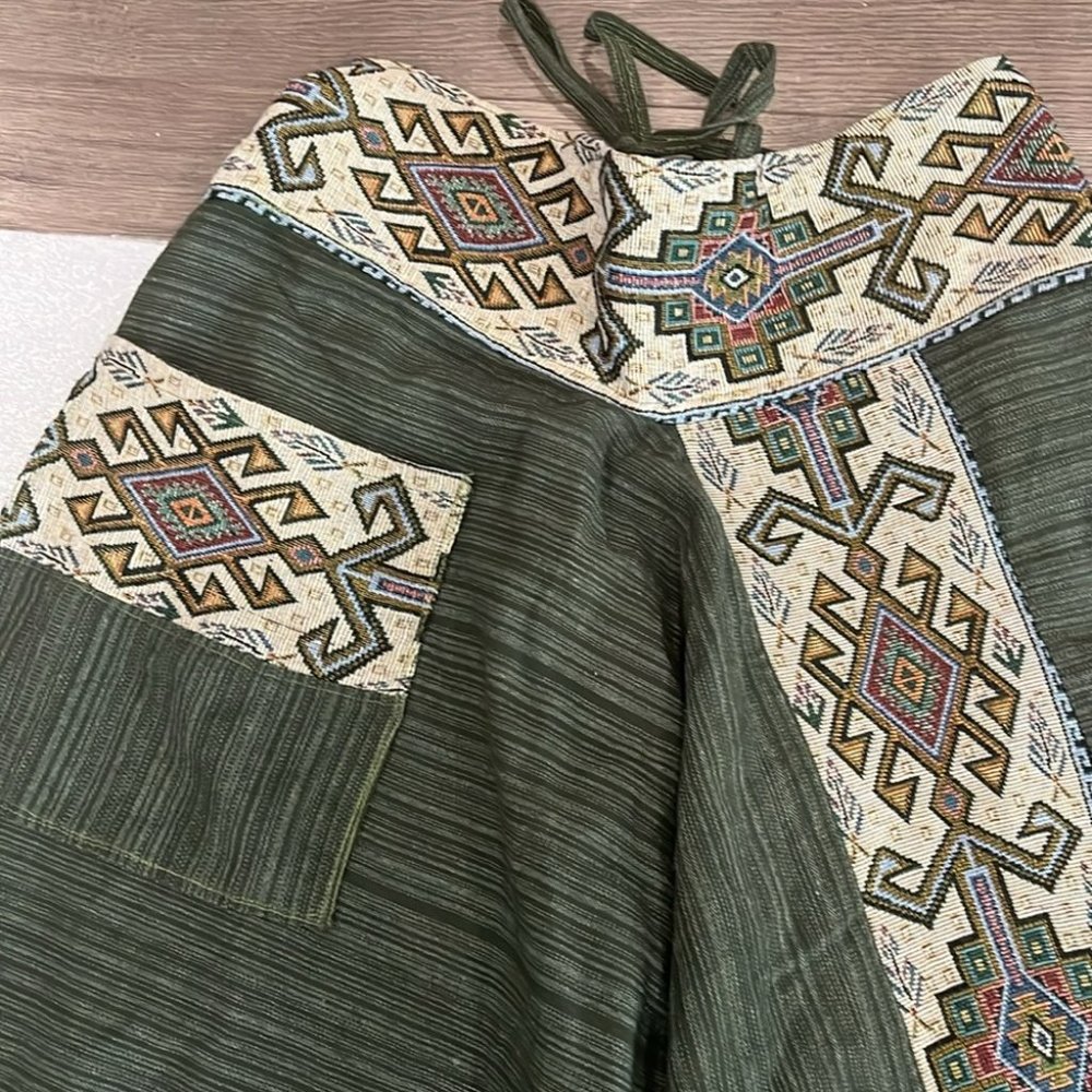 Harem pants, Green Rough cotton harem pants - Picture 3 of 8